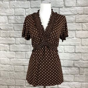 BCBG Maxazria Polka Dot Babydoll Top